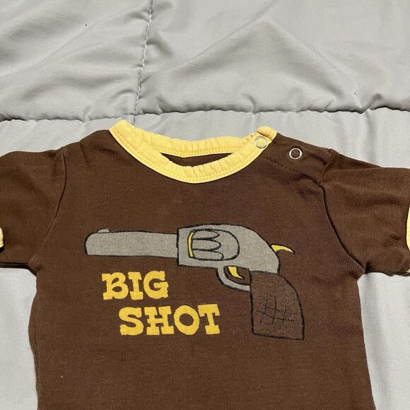 Lazy One Baby Infant Boy One-Piece Bodysuit Creeper Big Shot Brown 6 Months - Picture 2 of 7